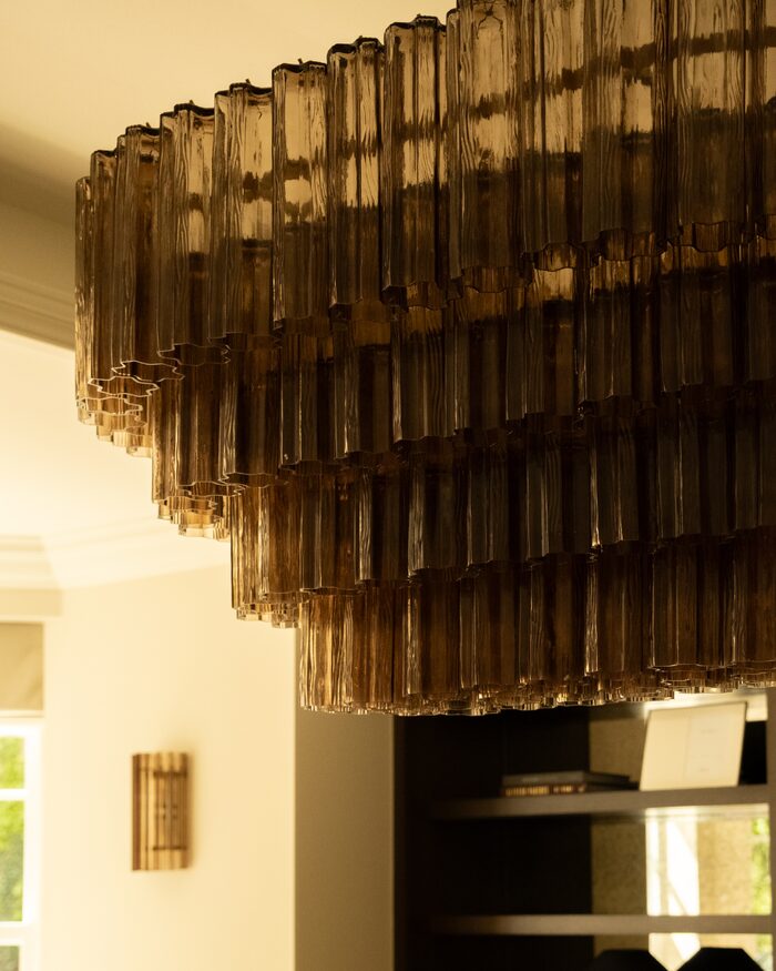 Smoked glass chandelier detail